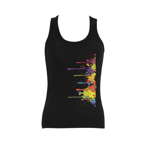 Crazy multicolored running SPLASHES Women's Shoulder-Free Tank Top (Model T35)