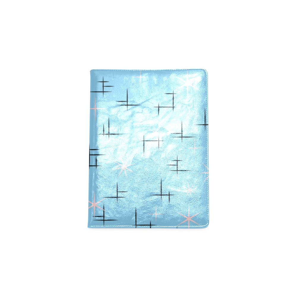 Retro Abstract Lines and Pink Stars on Baby Blue Custom NoteBook B5