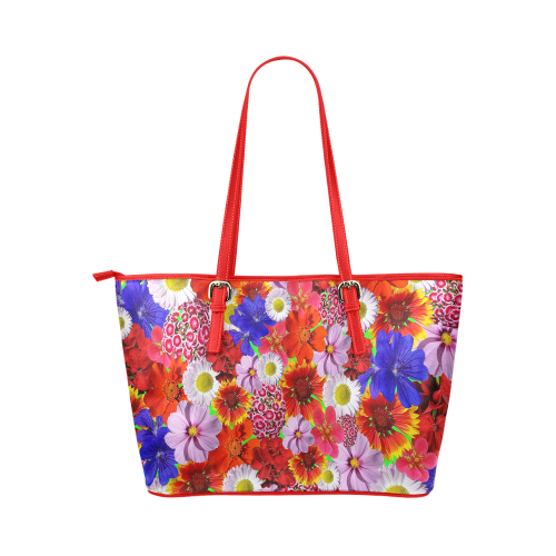 Delightful Daisies Leather Tote Bag/Large (Model 1651)