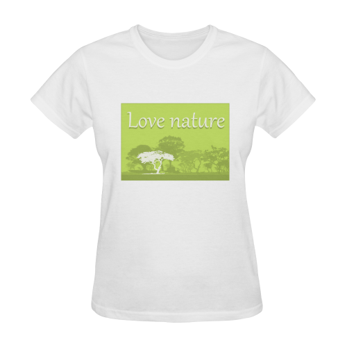Love Nature Save World Animals Plants Sunny Women's T-shirt (Model T05)