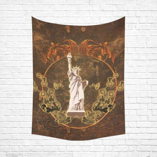 Statue of liberty with flowers Cotton Linen Wall Tapestry 60"x 80"