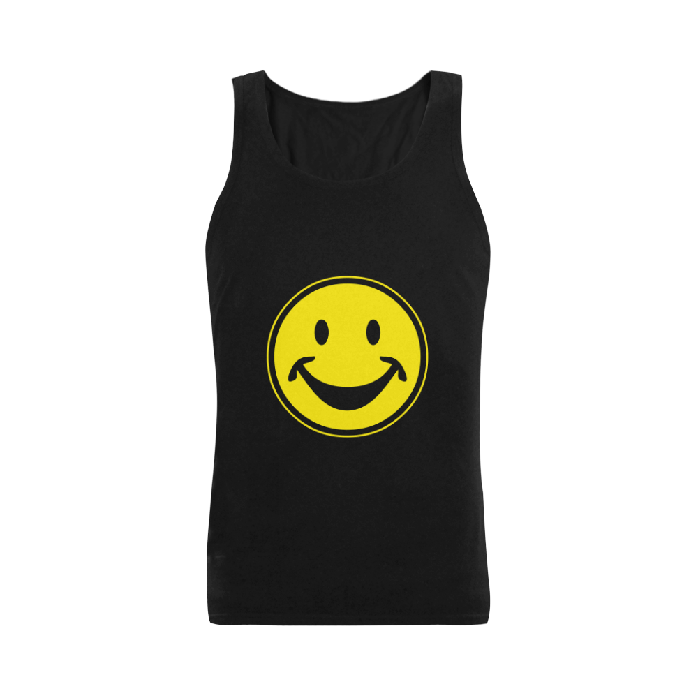 Funny yellow SMILEY for happy people Plus-size Men's Shoulder-Free Tank Top (Model T33)