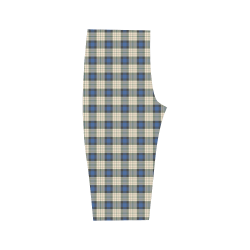 Classic Tartan Squares Fabric - blue beige Hestia Cropped Leggings (Model L03)