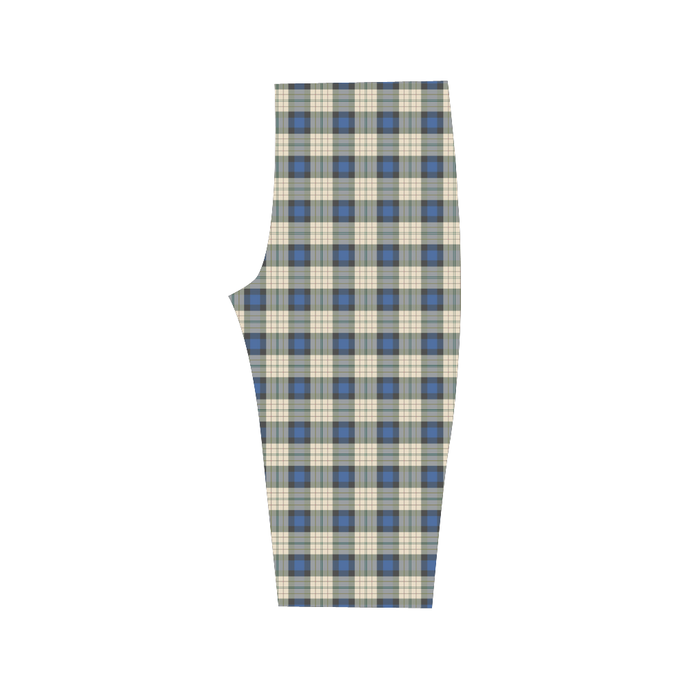 Classic Tartan Squares Fabric - blue beige Hestia Cropped Leggings (Model L03)
