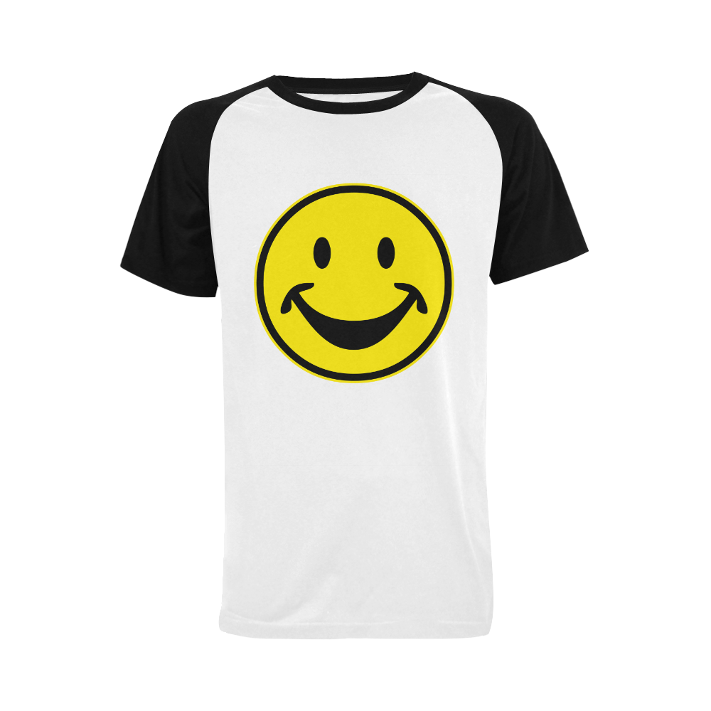 Funny yellow SMILEY for happy people Men's Raglan T-shirt Big Size (USA Size) (Model T11)