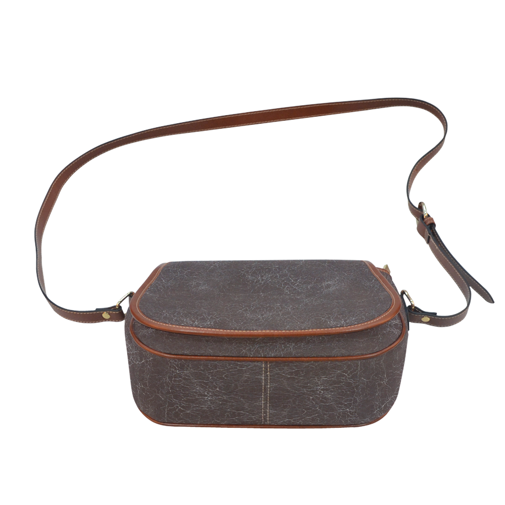 Brown Crackling Pattern Saddle Bag/Small (Model 1649) Full Customization