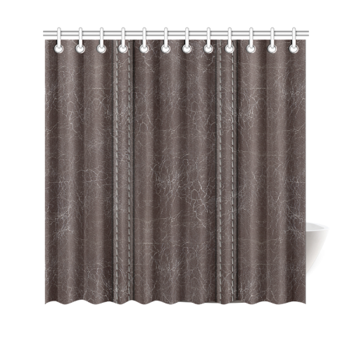 Brown Crackling With Stitching Shower Curtain 69"x70"