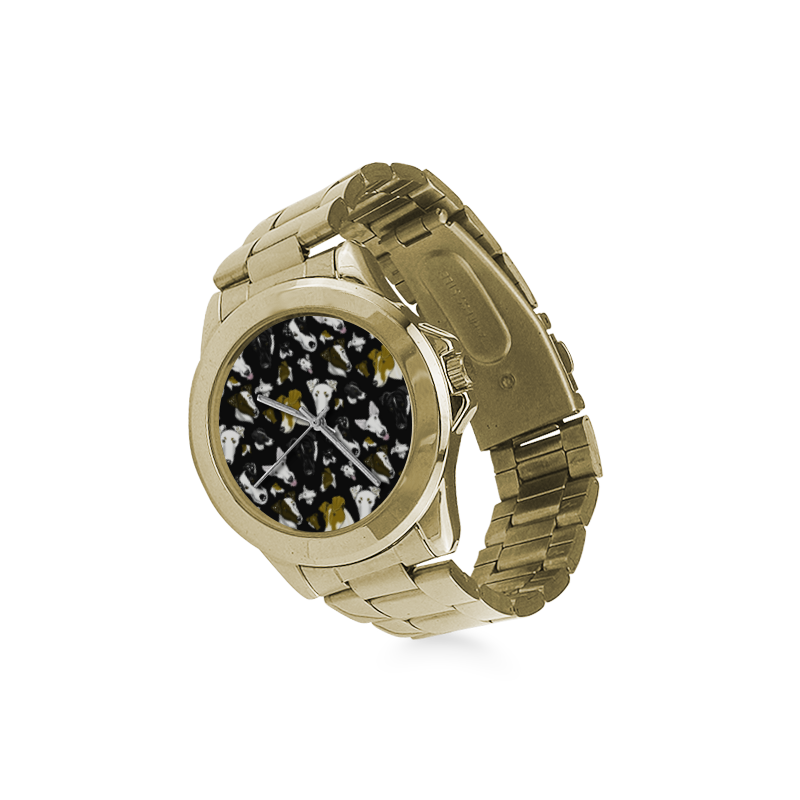 Smooth fox Terrier black Custom Gilt Watch(Model 101)