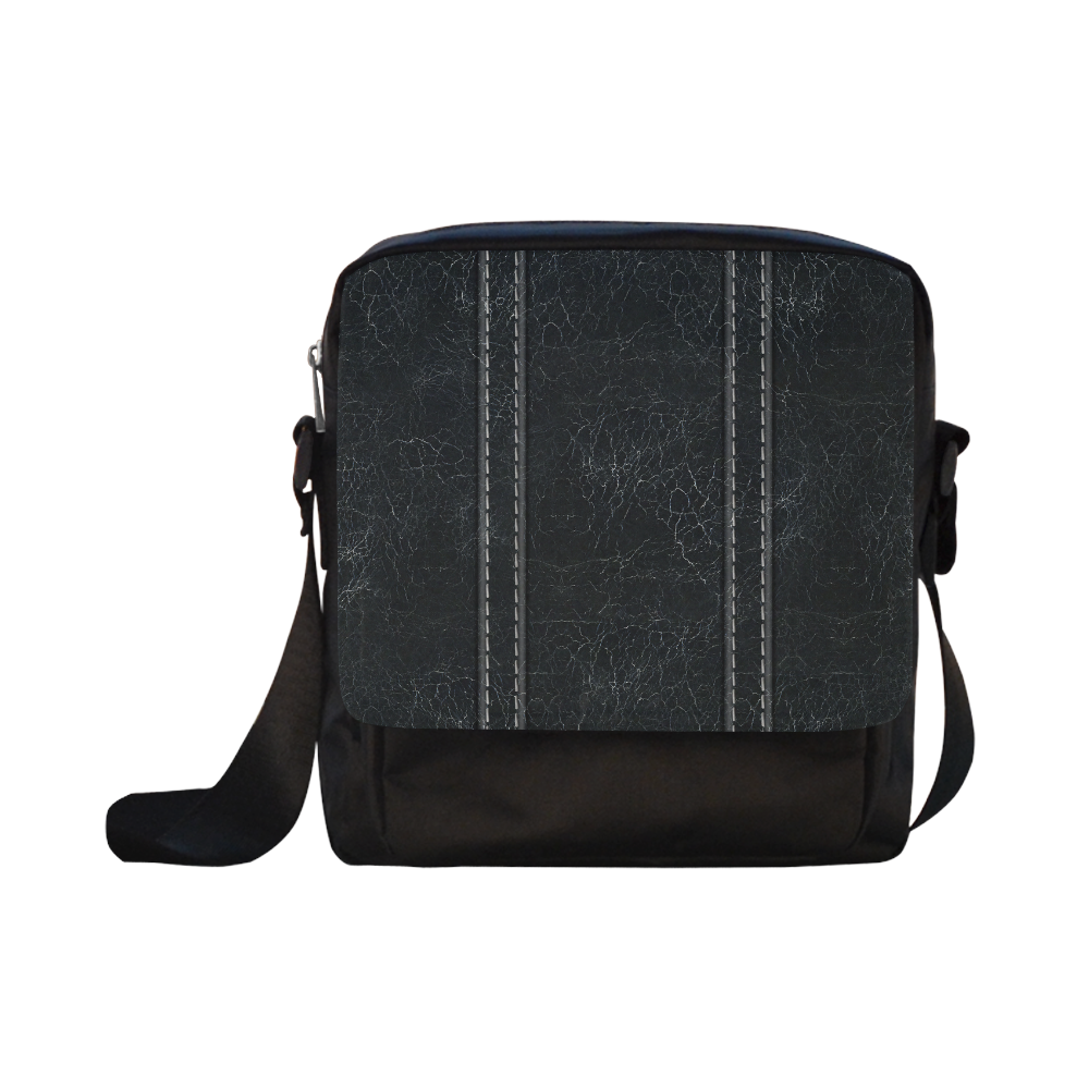 Black  Crackling With Stitching Crossbody Nylon Bags (Model 1633)