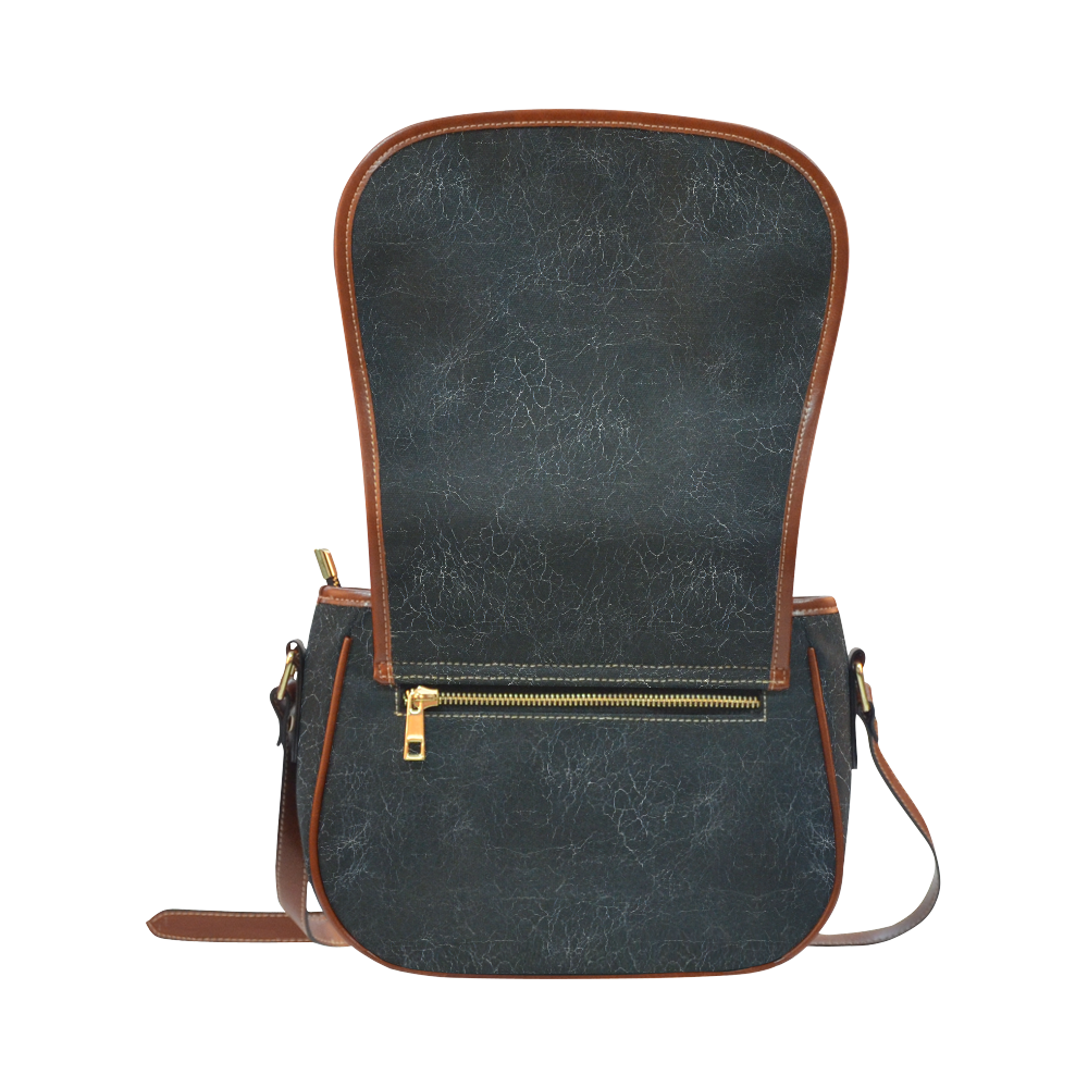 Black Crackling Pattern Saddle Bag/Small (Model 1649) Full Customization