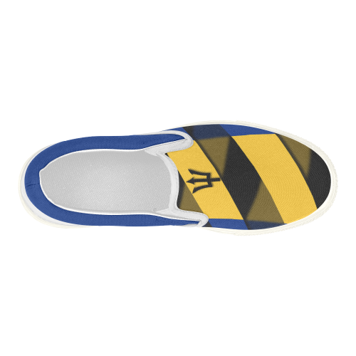 The Flag of Barbados Women's Slip-on Canvas Shoes (Model 019)