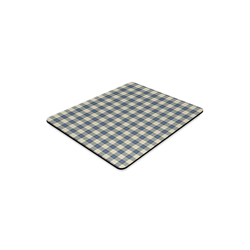 Classic Tartan Squares Fabric - blue beige Rectangle Mousepad