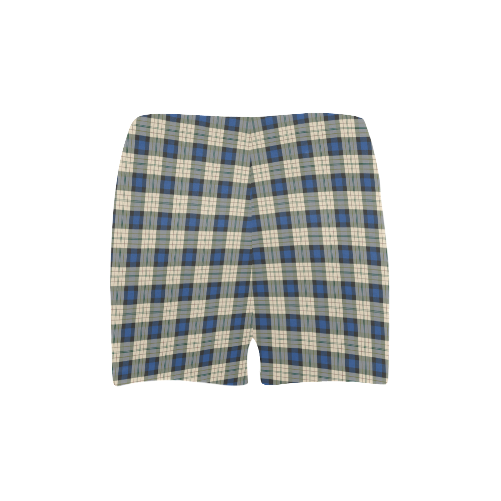 Classic Tartan Squares Fabric - blue beige Briseis Skinny Shorts (Model L04)