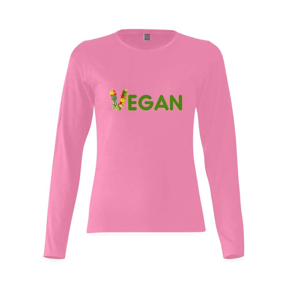 Vegan Fruits Vegetables Think Green Veganism Sunny Women's T-shirt (long-sleeve) (Model T07)