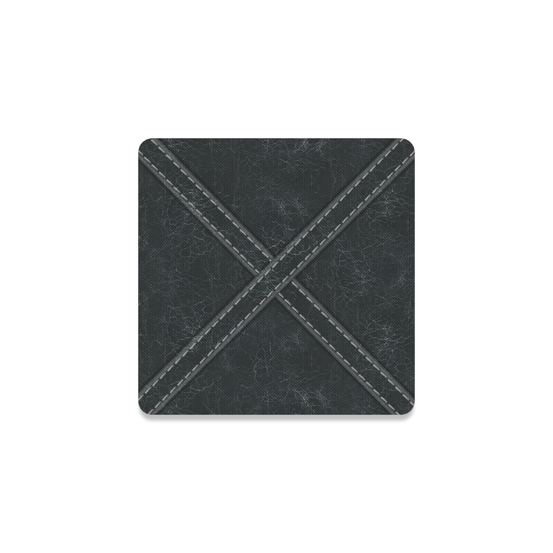 Black Crackling Pattern 'X' Stitching Square Coaster