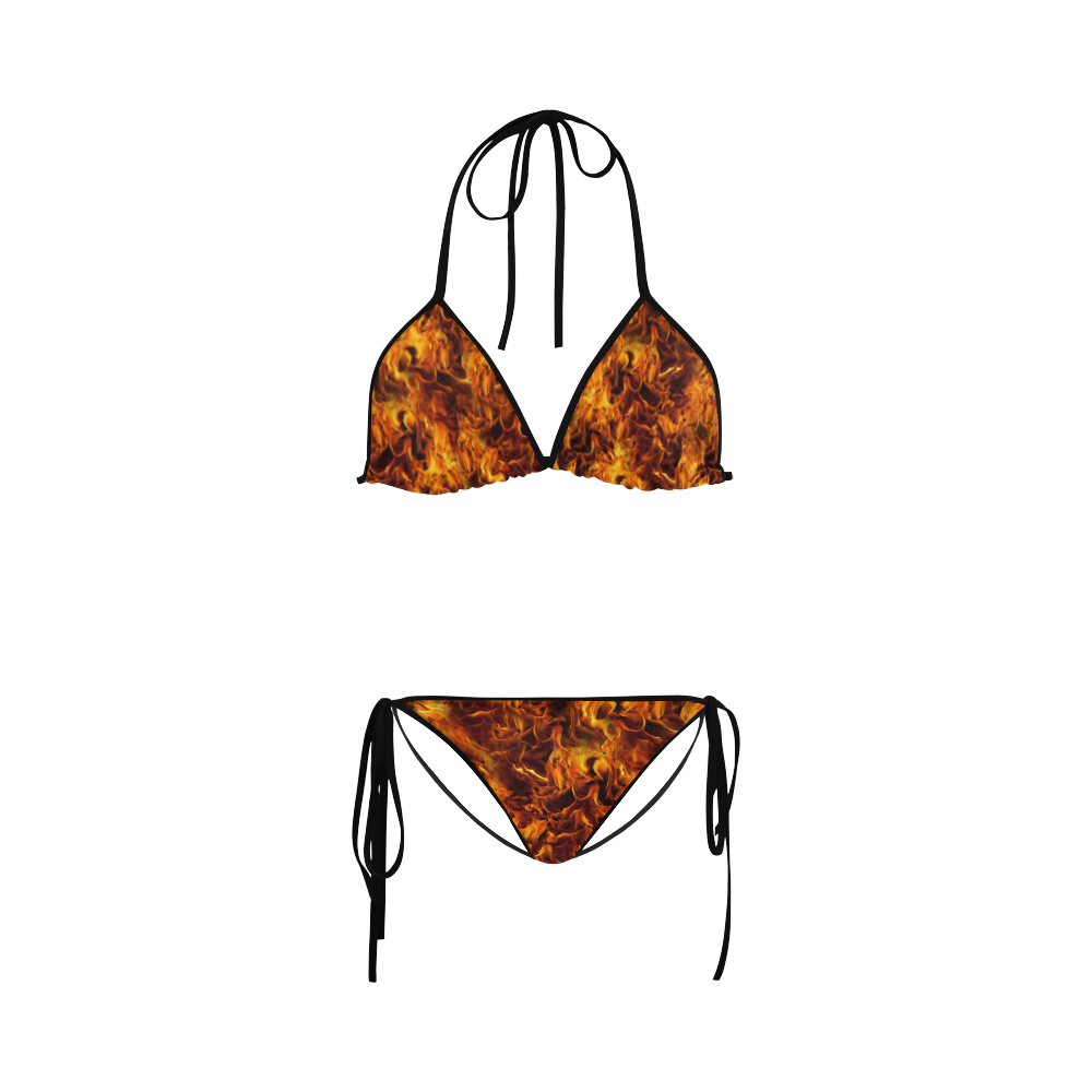 Flaming Fire Pattern Custom Bikini Swimsuit