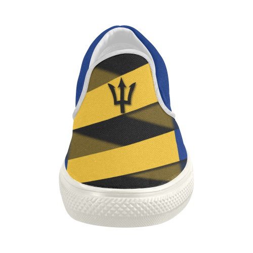 The Flag of Barbados Women's Slip-on Canvas Shoes (Model 019)