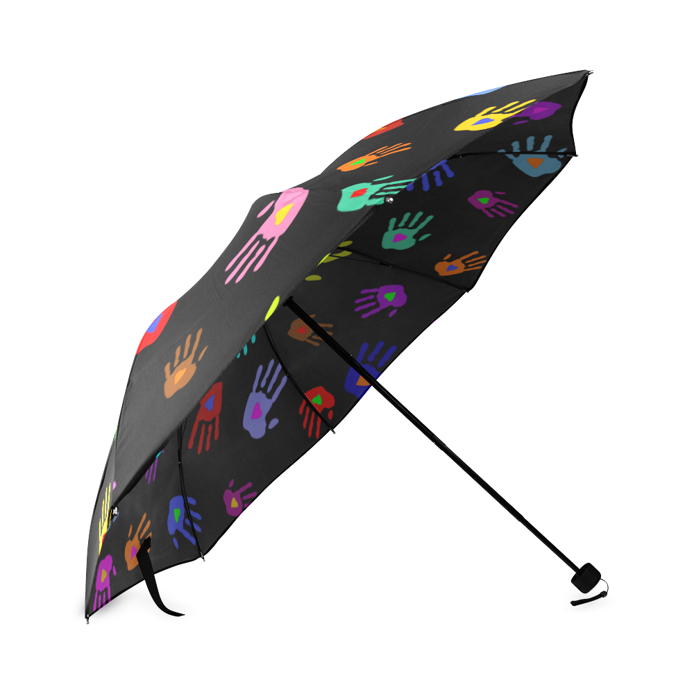 Multicolored HANDS with HEARTS love pattern Foldable Umbrella (Model U01)