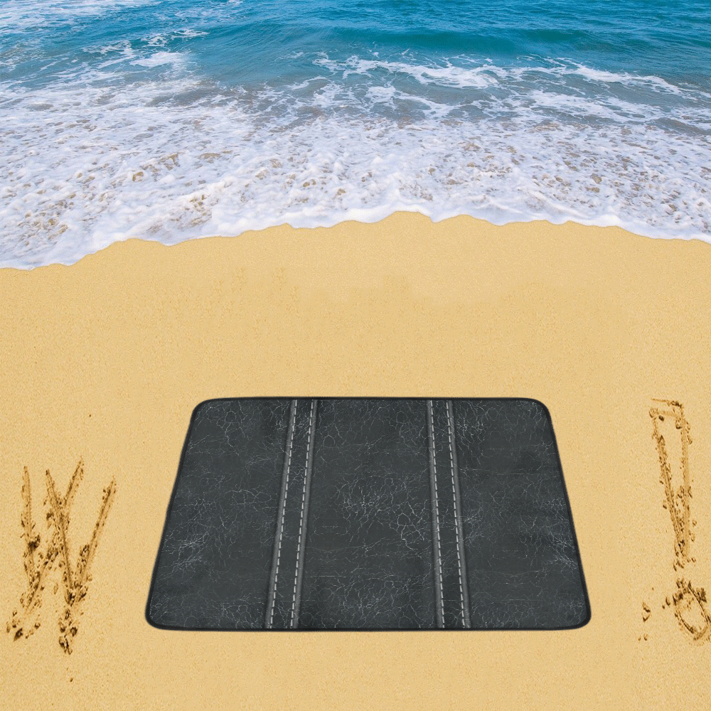 Black  Crackling With Stitching Beach Mat 78"x 60"