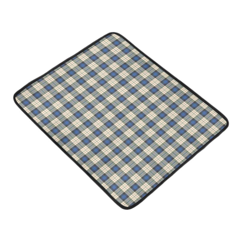 Classic Tartan Squares Fabric - blue beige Beach Mat 78"x 60"