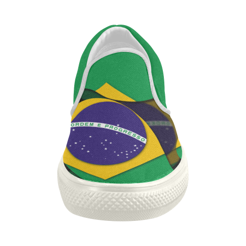 The Flag of Brazil Women's Slip-on Canvas Shoes (Model 019)