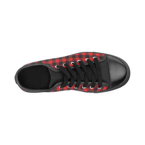 LUMBERJACK Squares Fabric - red black Men's Classic Canvas Shoes (Model 018)