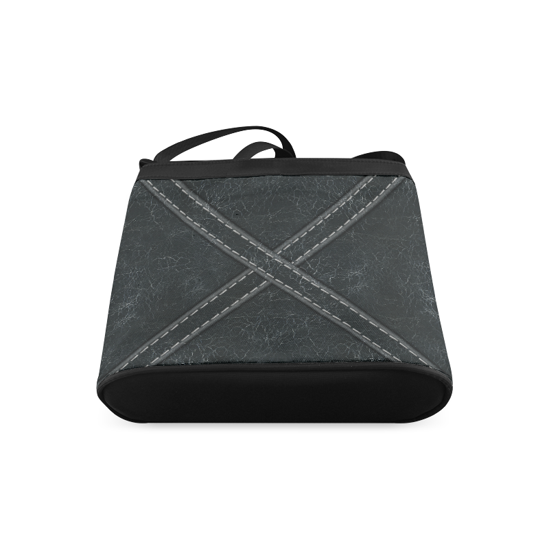 Black Crackling with 'X' Stitching Crossbody Bags (Model 1613)