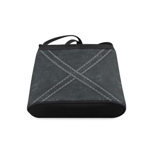 Black Crackling with 'X' Stitching Crossbody Bags (Model 1613)