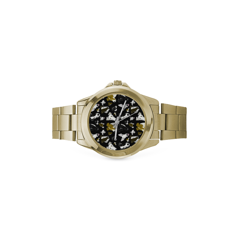 Smooth fox Terrier black Custom Gilt Watch(Model 101)
