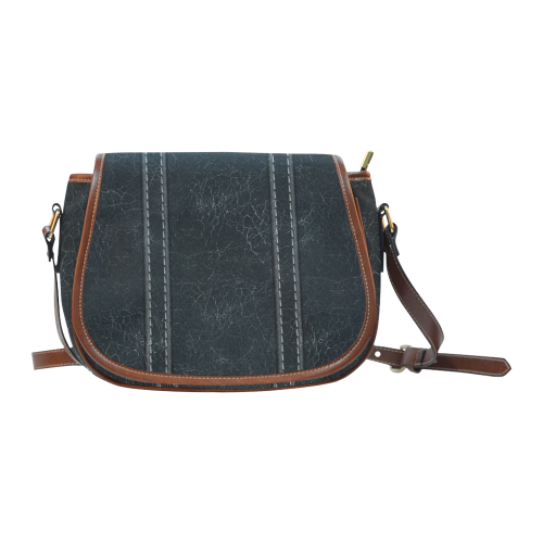 Black  Crackling With Stitching Saddle Bag/Large (Model 1649)