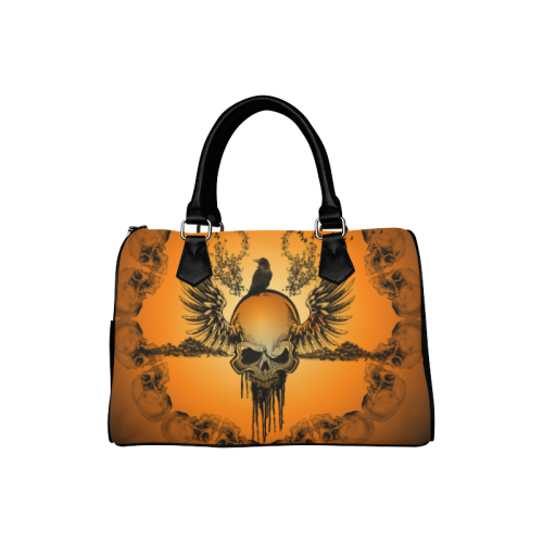 Amazing skull with crow Boston Handbag (Model 1621)