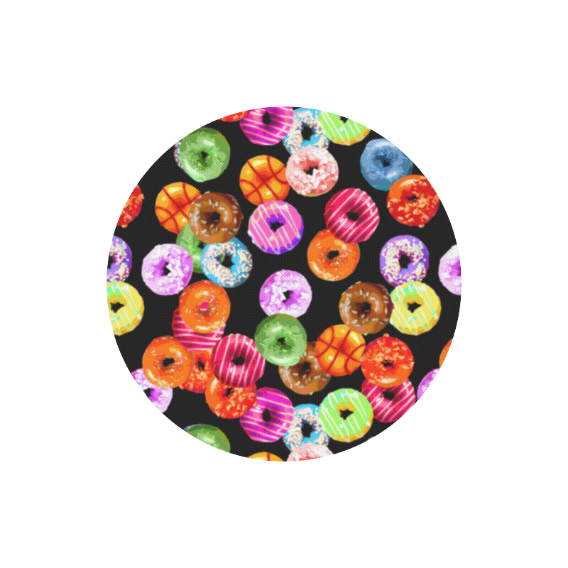 Colorful Yummy DONUTS pattern Round Mousepad