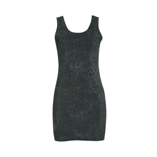 Black Crackling Pattern Medea Vest Dress (Model D06)