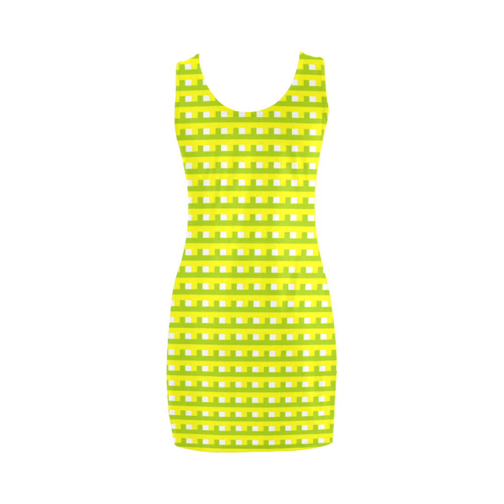 Woven in yellow and green Medea Vest Dress (Model D06)