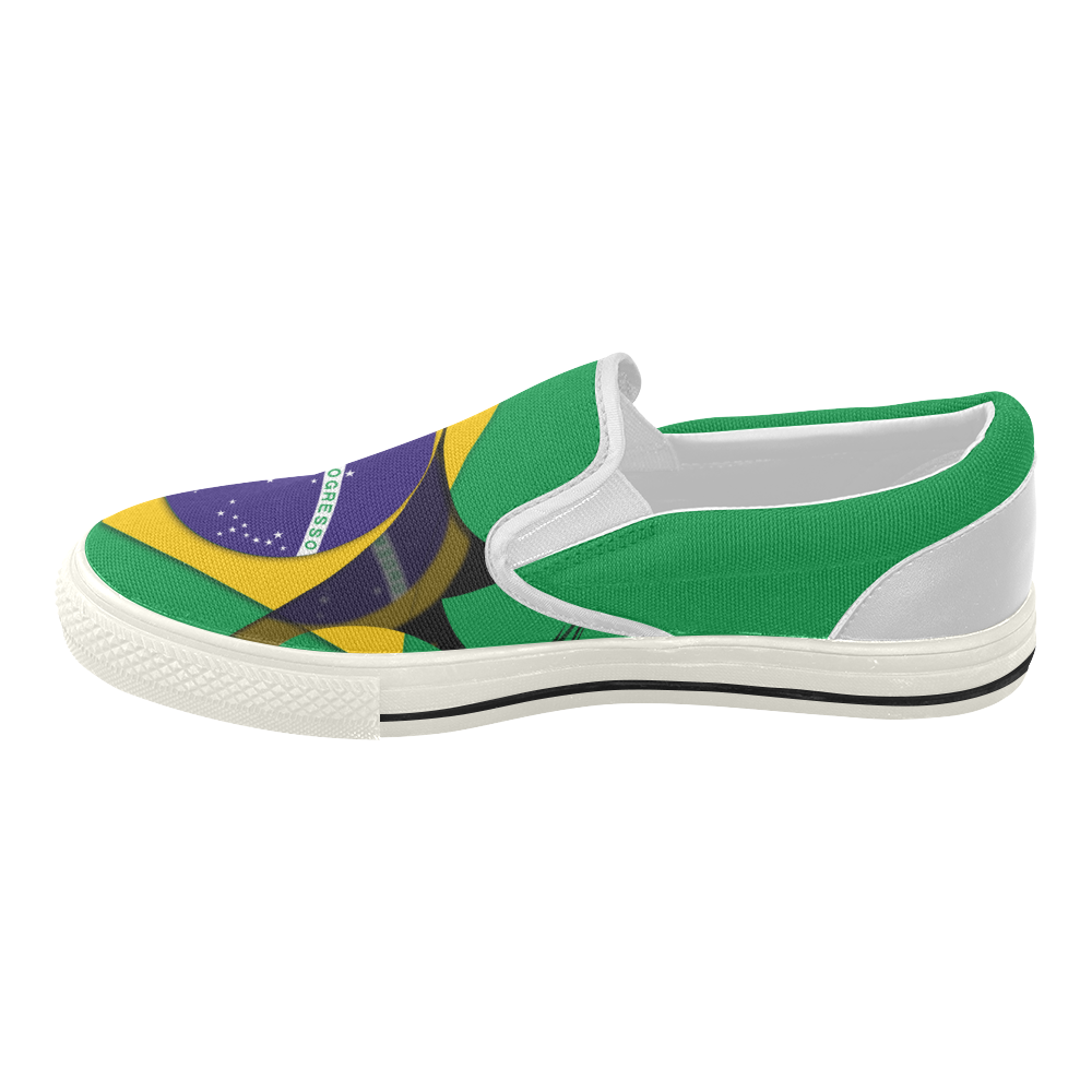 The Flag of Brazil Women's Slip-on Canvas Shoes (Model 019)