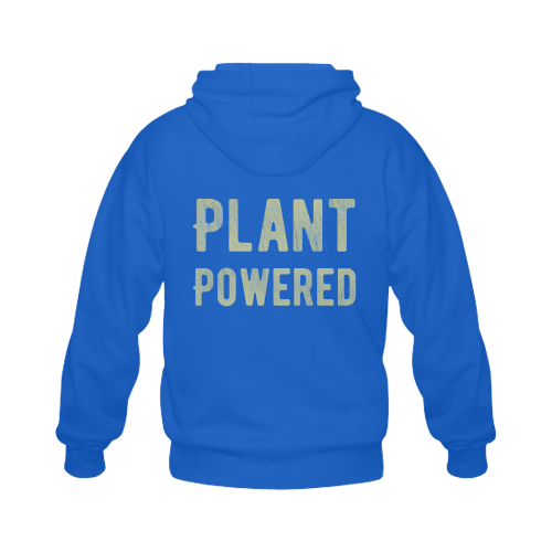 Vegan Plant Powered Think Green Veganism Vintage Gildan Full Zip Hooded Sweatshirt (Model H02)