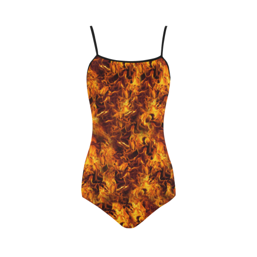 Flaming Fire Pattern Strap Swimsuit ( Model S05)