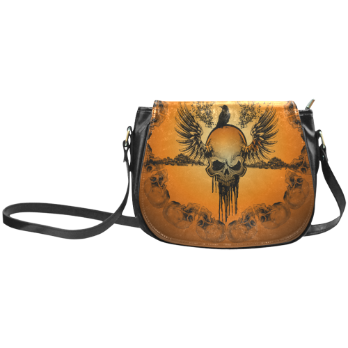 Amazing skull with crow Classic Saddle Bag/Small (Model 1648)