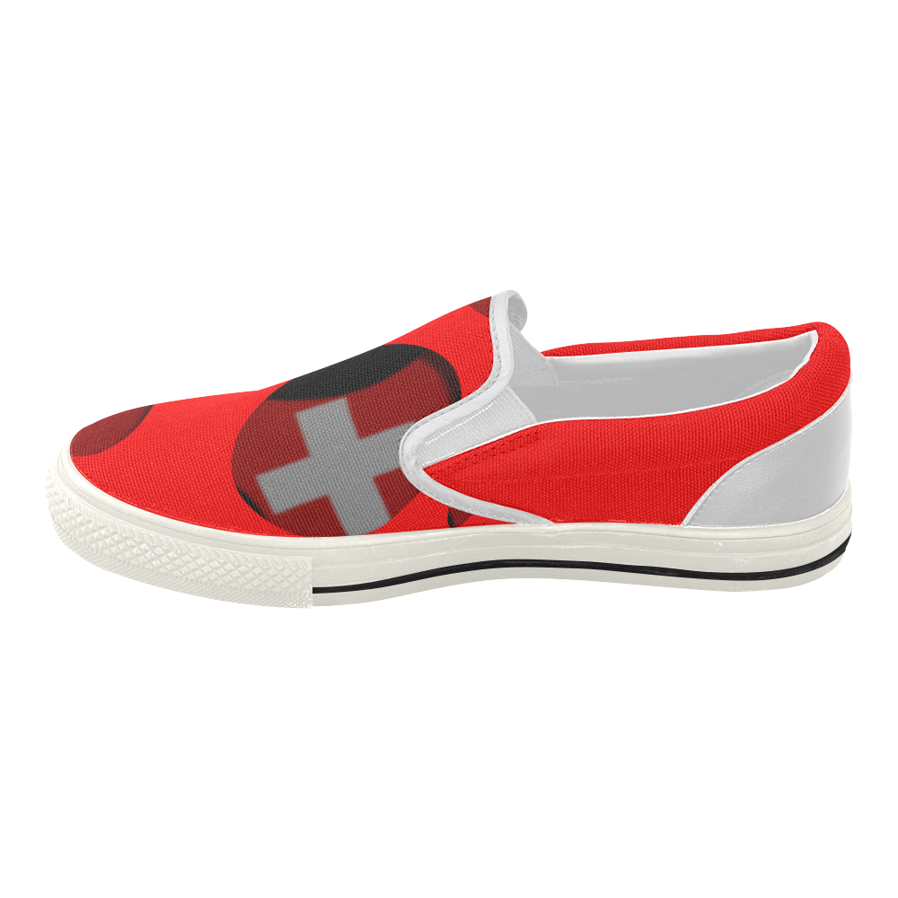 The Flag of Switzerland Women's Slip-on Canvas Shoes (Model 019)