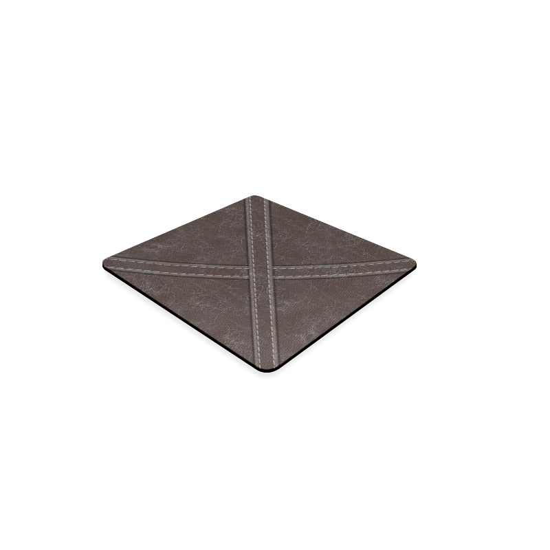Brown  Crackling Pattern 'X' Stitching Square Coaster