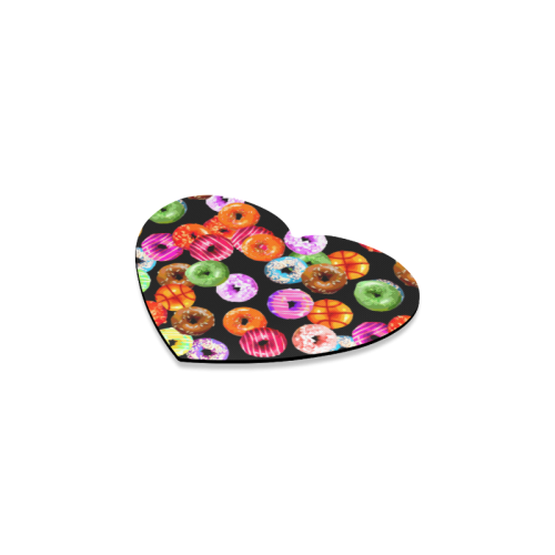 Colorful Yummy DONUTS pattern Heart Coaster