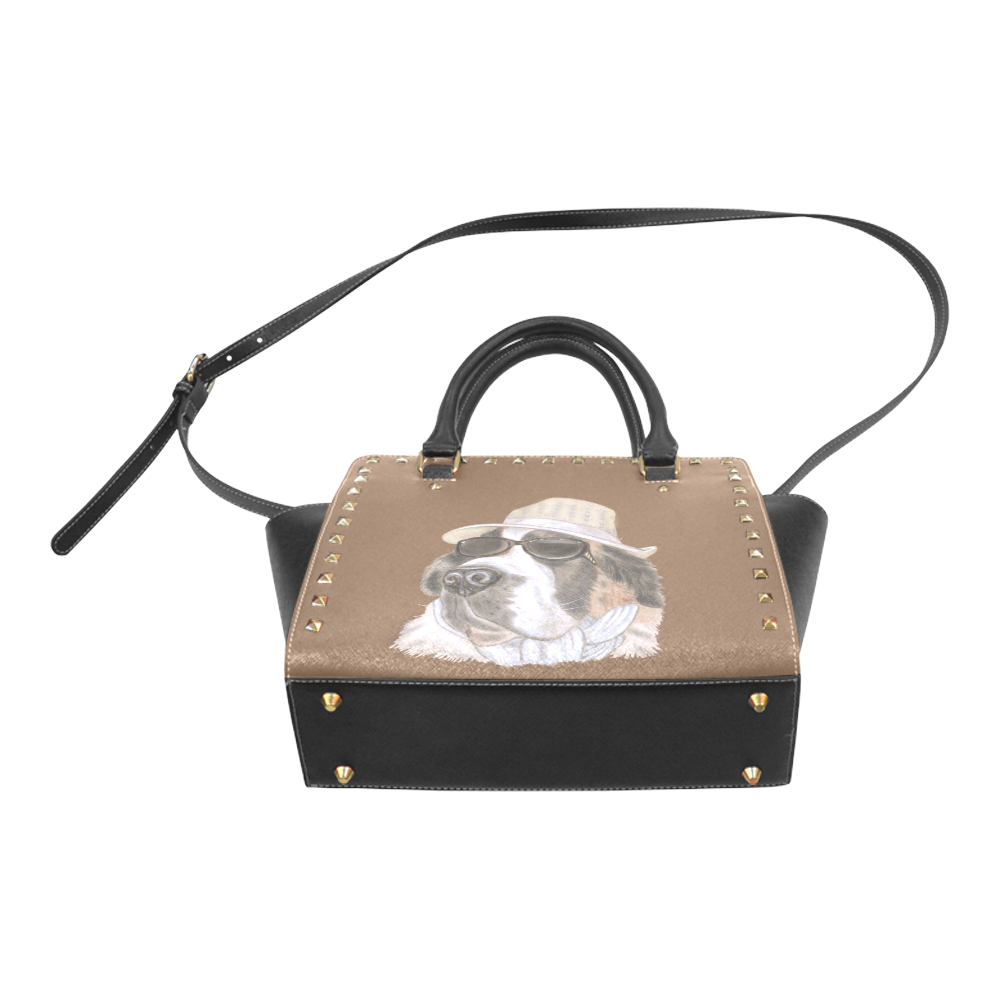 Cool Barney brown Rivet Shoulder Handbag (Model 1645)