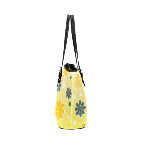 Joyful flowers Leather Tote Bag/Small (Model 1651)