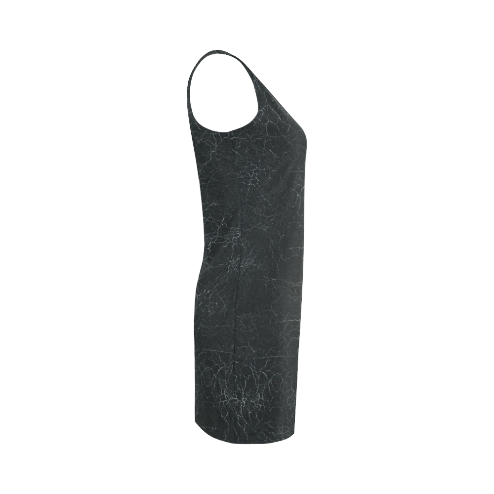 Black Crackling Pattern Medea Vest Dress (Model D06)