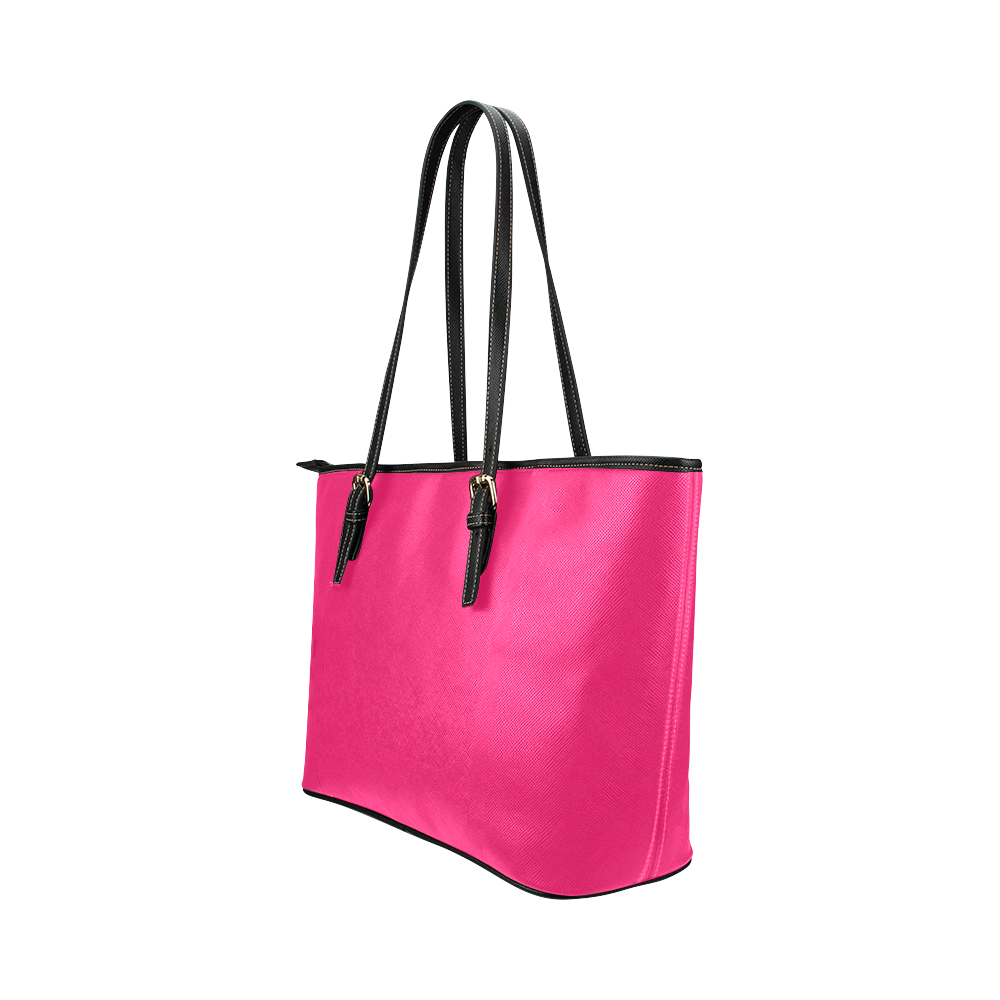 Cool Barney pink Leather Tote Bag/Large (Model 1651)