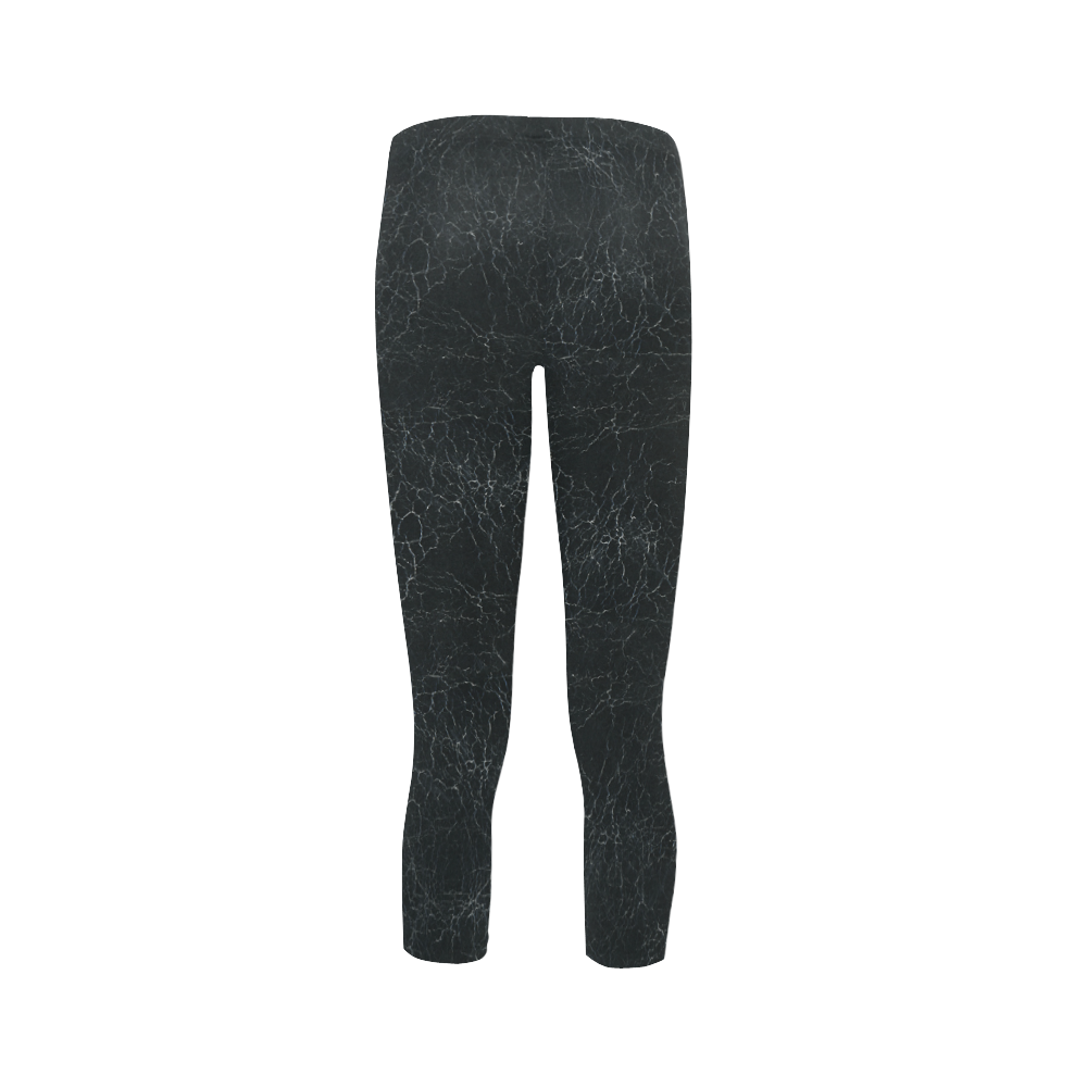 Black Crackling Pattern Capri Legging (Model L02)