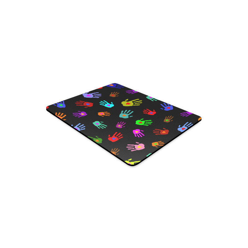 Multicolored HANDS with HEARTS love pattern Rectangle Mousepad