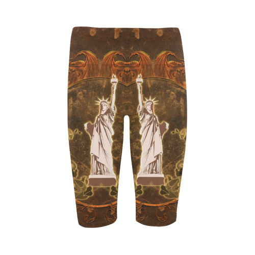 Statue of liberty with flowers Hestia Cropped Leggings (Model L03)