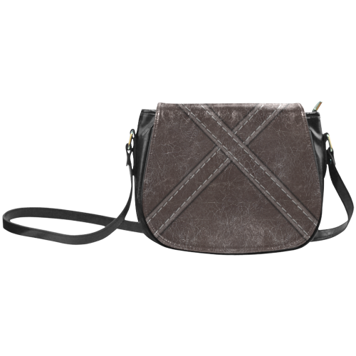 Crackling Pattern 'X' Stitching Classic Saddle Bag/Large (Model 1648)