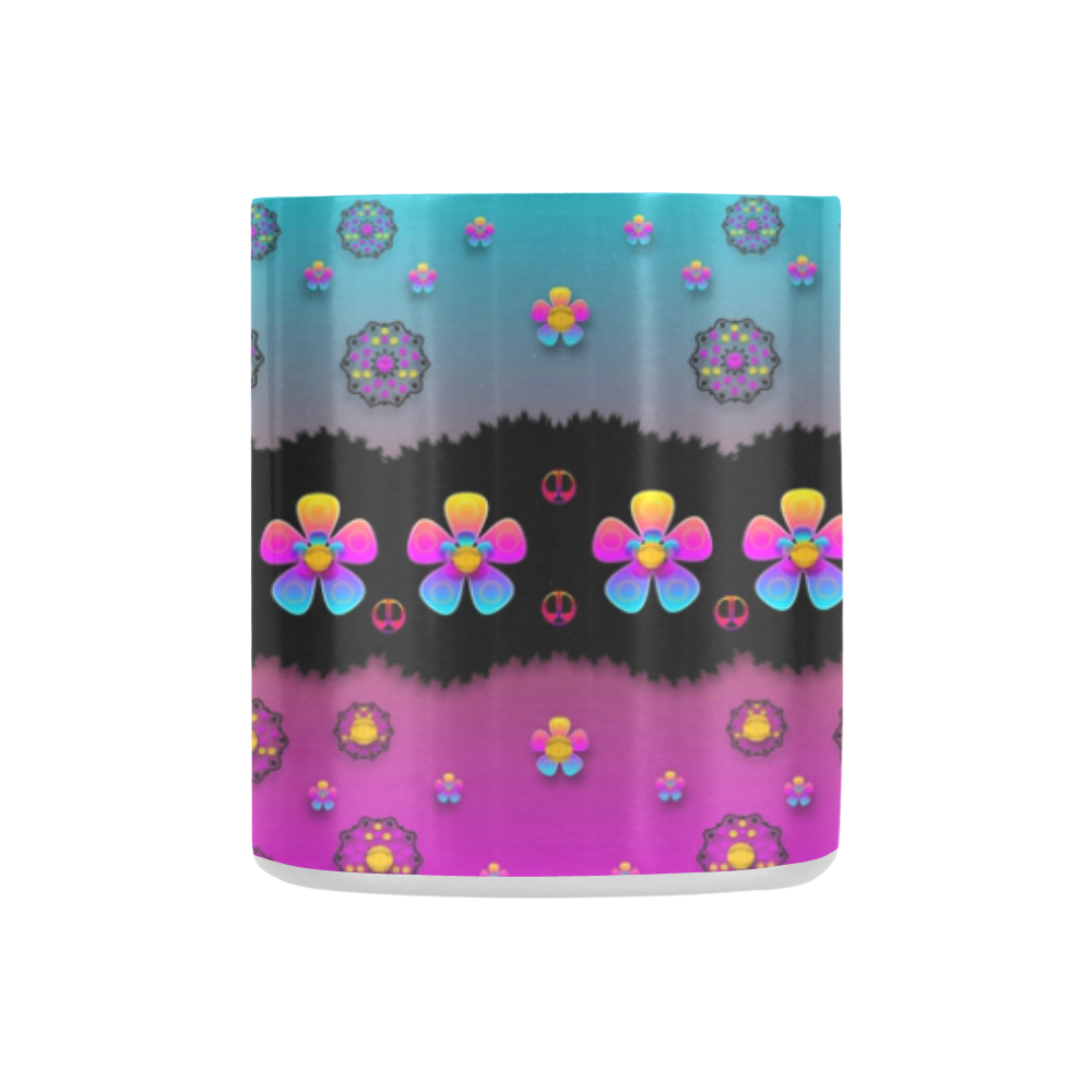Rainbow  big flowers in peace for love and freedom Classic Insulated Mug(10.3OZ)